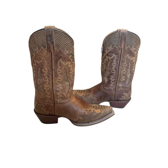 Laredo Men's Lexington Brown Python Print Western Boots Size 9 EW - Picture 3 of 10
